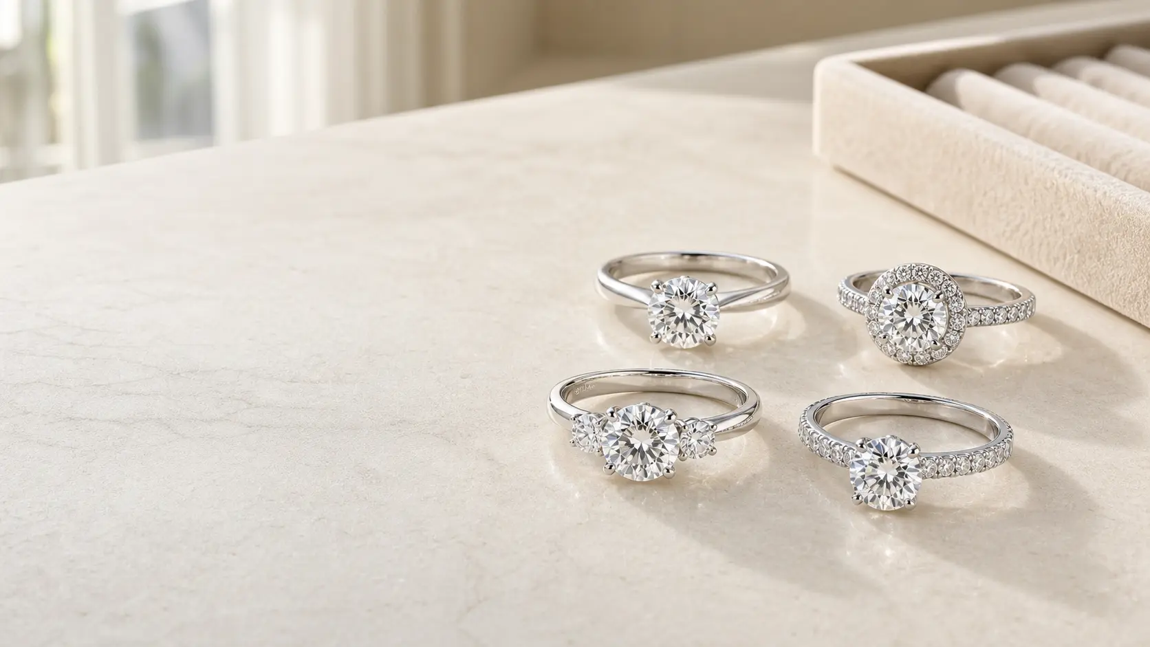 Solitaire, Halo, Trilogy und Pavé-Ringfassungen im direkten Vergleich