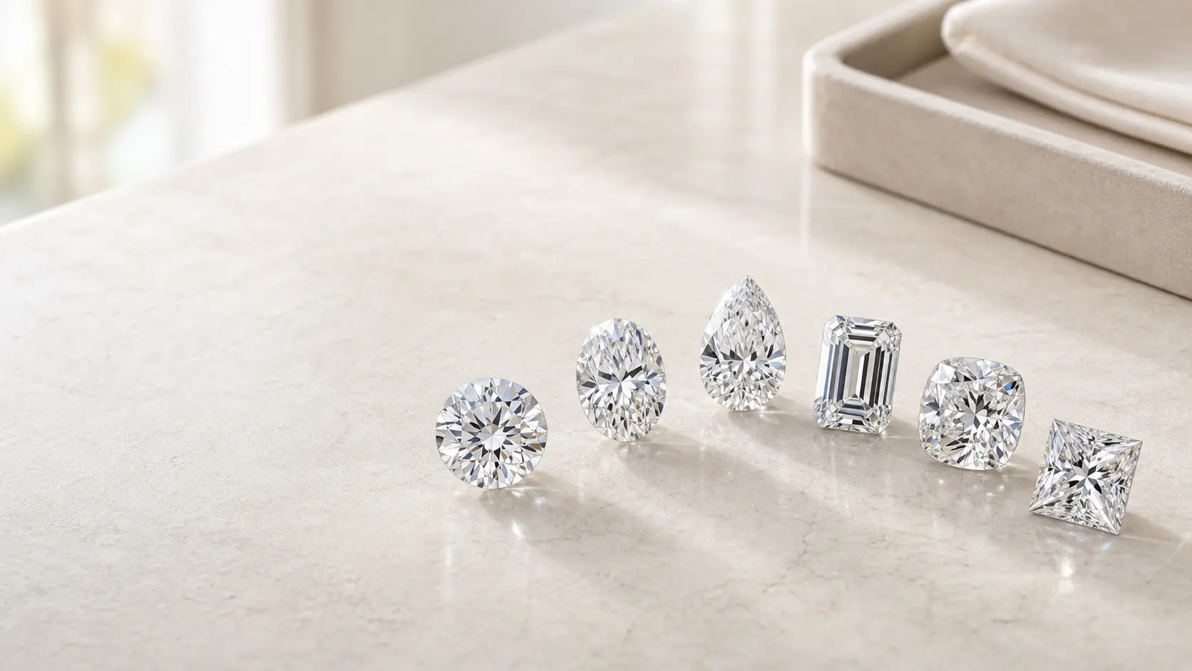 Verschiedene Diamantschliffe wie rund, oval, pear, emerald und cushion
